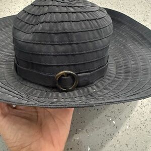 Tommy Bahama Black Wide-Brim Sun Hat with Ring Accent